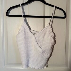 HOLLISTER White Ruched Elastic Adjustable Strap Camisole Tank size M